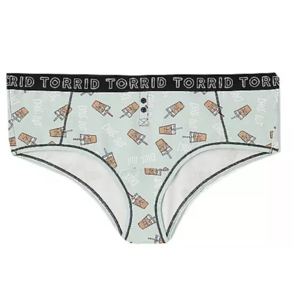 Torrid Mint Blue ☕️ Coffee Cotton Cheeky Panties Sz 1 Fun Sexy Hot Retro